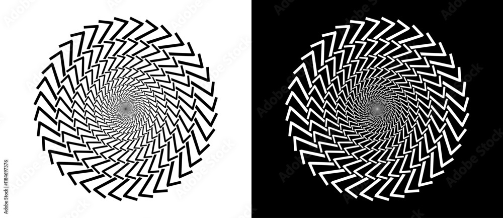 Aufkleber Modern abstract background. Round logo. Design element or icon. Black shape on a white background and the same white shape on the black side.