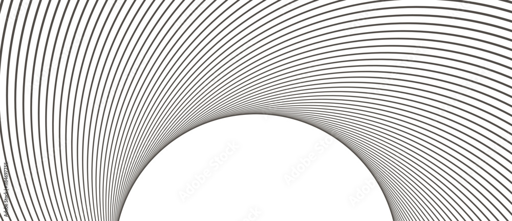 Poster Dark lines in spiral with copy space. Abstract art design striped background.