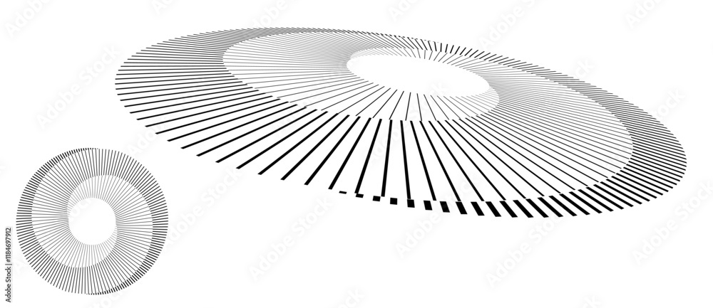 Fototapete Spiral with black lines as dynamic abstract vector background or logo or icon. Abstract background with lines in circle. Artistic illustration with perspective on white background.