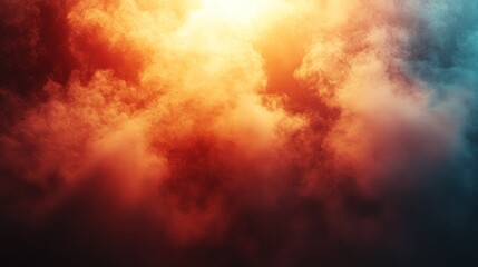 Naklejka premium Fiery orange and blue smoke clouds.