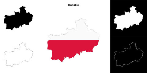 Konskie county outline map set