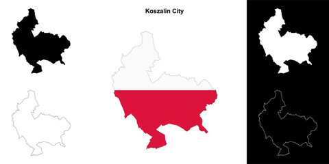 Koszalin City county outline map set