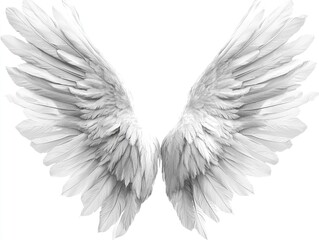 Obraz premium A pair of large, intricately detailed white wings, symbolizing freedom and spirituality.