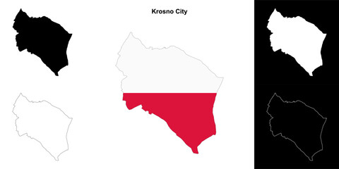 Krosno City county outline map set