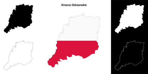 Krosno Odrzanskie county outline map set