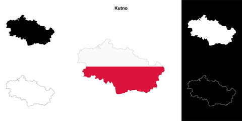 Kutno county outline map set