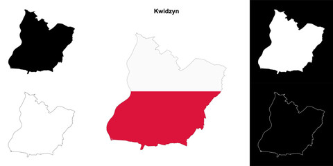 Fototapeta premium Kwidzyn county outline map set