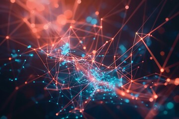 Obraz premium Abstract technology background with connection lines and dots. 3D Rendering