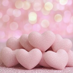Obraz premium Pink Glitter Hearts Valentine's Day