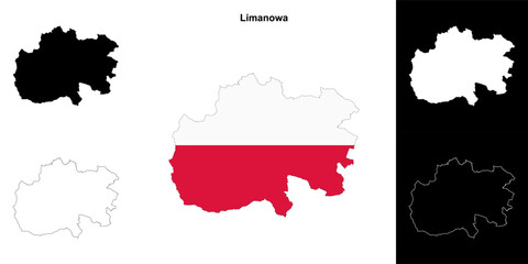 Limanowa county outline map set