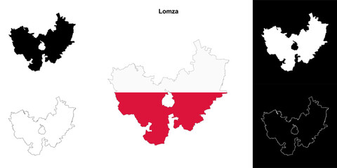 Lomza county outline map set