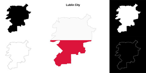 Lublin City county outline map set