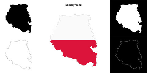 Miedzyrzecz county outline map set