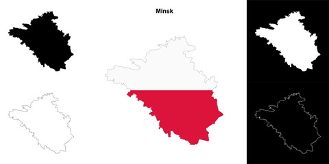 Minsk county outline map set
