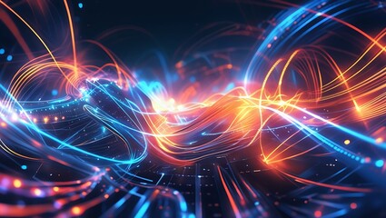 Fototapeta premium Illuminating Glowing Lines ,Vibrant Abstract Backgrounds Featuring, Radiant Glowing Lines