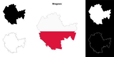 Mragowo county outline map set