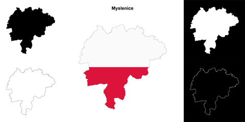 Myslenice county outline map set