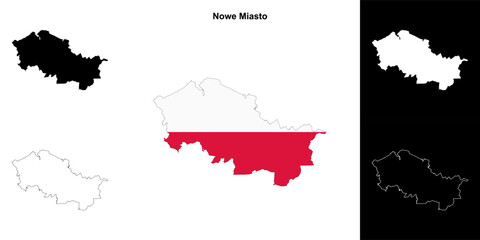 Nowe Miasto county outline map set