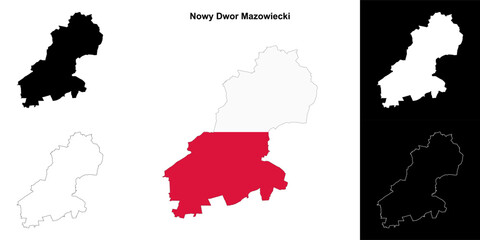 Nowy Dwor Mazowiecki county outline map set