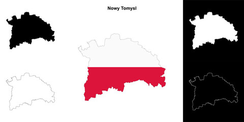 Fototapeta premium Nowy Tomysl county outline map set