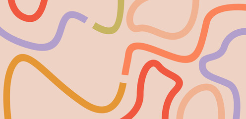 Abstract line art playful background. Vector illustration playfull, funny, colorful