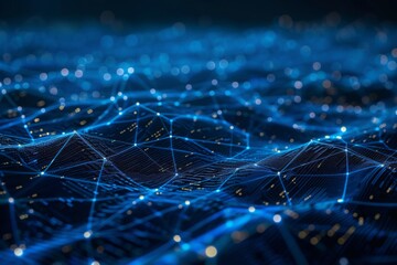 Obraz premium Big data flow in cyber blockchain networks showcasing intricate connections and vibrant digital landscapes over a dark background