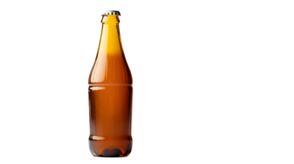 Glass Bottle with Cold Beverage on Transparent Background