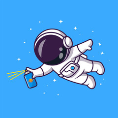 Cute Astronaut Spray Paint In Space Cartoon Vector Icon  Illustration. Science Technology Icon Concept Isolated  Premium Vector. Flat Cartoon Style © catalyststuff