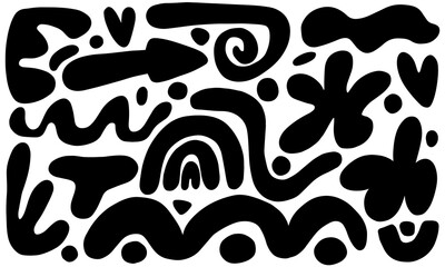 Hand drawn abstract shapes in trendy style vector set