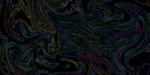 Liquify Abstract Pattern with Black, Acrylic Pour purple Color Liquid marble. Memphis geometric style with virtual marble for banner, poster, page. Vector design with psychedelic swirling lines.