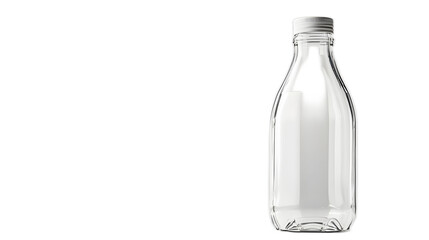 Clear Plastic Milk Bottle with Cap on White Background