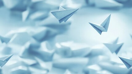 Fototapeta premium Paper airplanes soaring, a flight of dreams