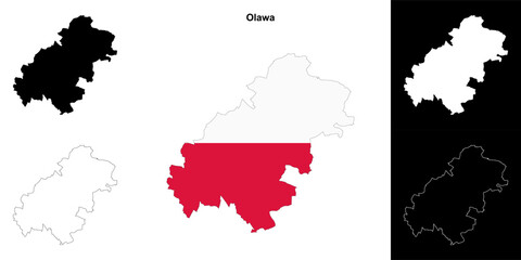 Obraz premium Olawa county outline map set