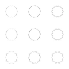 Set of circles, frames and logos with arrangements. Lines and designs, vector illustrations.