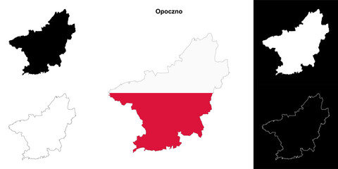 Opoczno county outline map set
