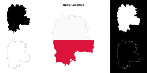 Opole Lubelskie county outline map set