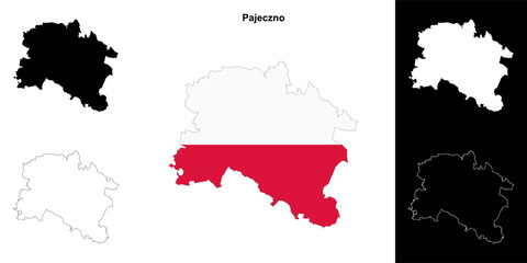 Pajeczno county outline map set