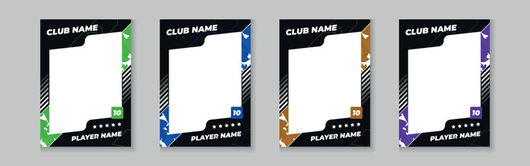 Set for player trading card template, Photo frame and border collection for soccer, hockey, volleyball, and basketball players, Sport flyer layout design, Template eps 10.