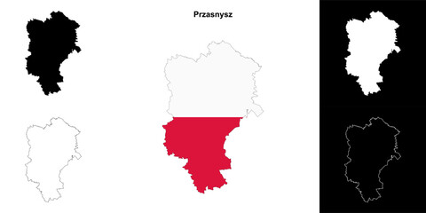 Przasnysz county outline map set