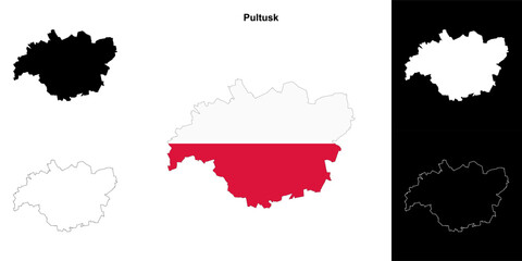 Pultusk county outline map set