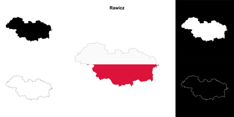 Rawicz county outline map set