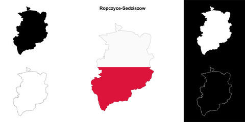 Fototapeta premium Ropczyce-Sedziszow county outline map set