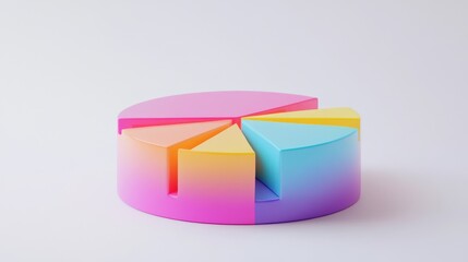 Obraz premium A colorful D pie chart with multiple segments, each section raised slightly to emphasize data distribution, set against a clean white background.