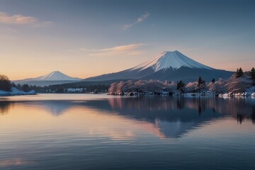 mount fuji winter covered pristine.