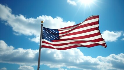 Obraz premium USA flag in bright sunlight with detailed fabric texture and cinematic lighting