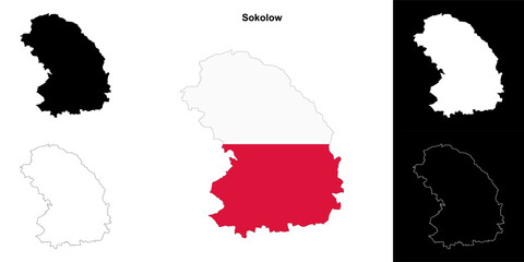 Sokolow county outline map set