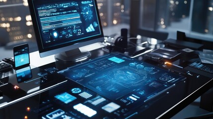 High-tech digital planning tools displayed on a sleek modern desk