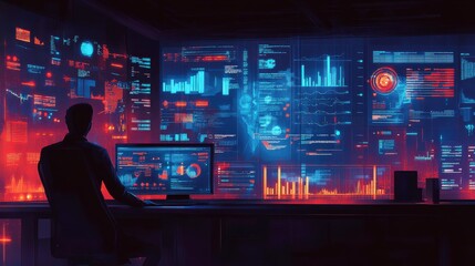 Bright Collaborative Workspace with Infographic Elements