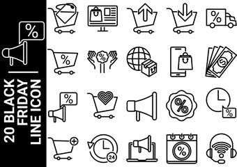 Fototapeta premium black friday line icon, black and white