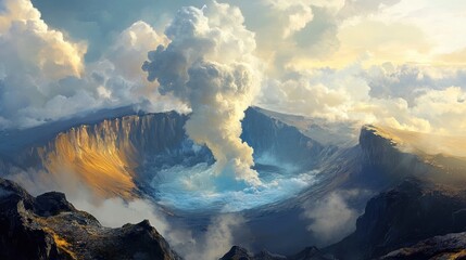 Volcanic Eruption in a Dramatic Landscape